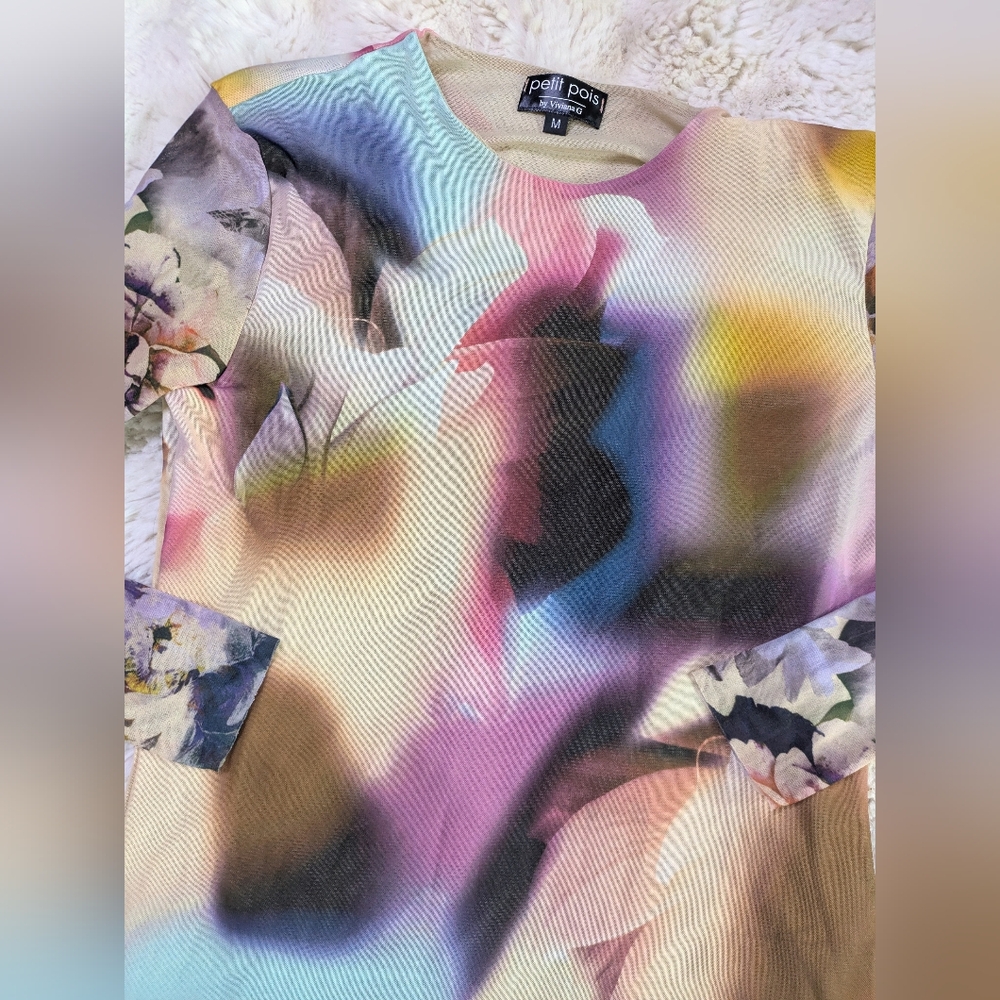 Vintage Petite Pois Mesh AOP Floral Blouse - Picture 12 of 15
